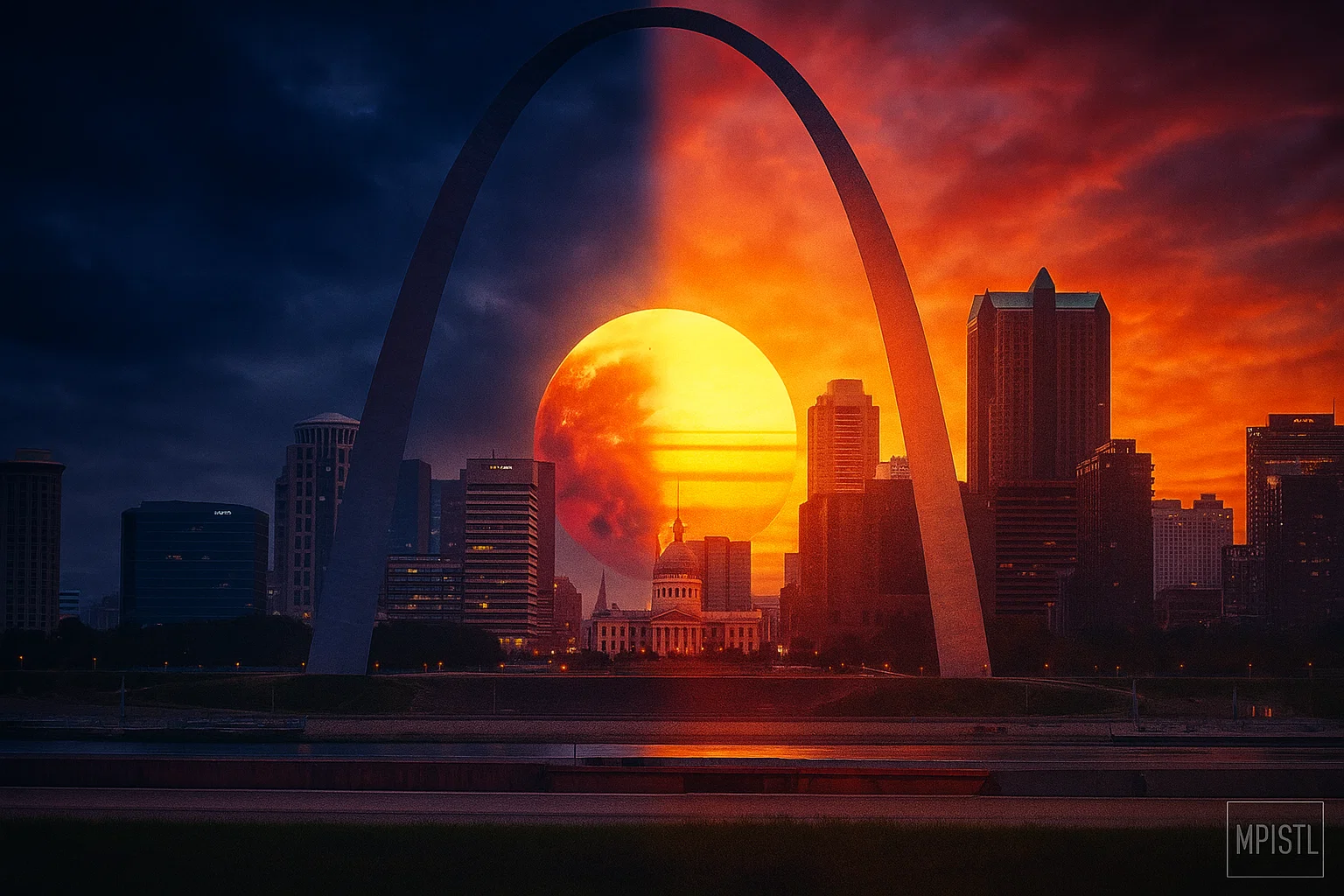 Mavromatis Properties Inc St. Louis Gateway Arch sunset city skyline