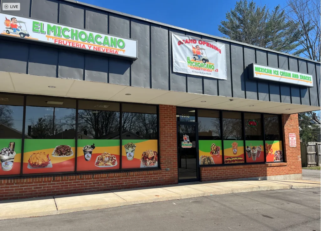 Front view of El Michoacano Fruteria Y Neveria #2, an authentic Mexican snack shop in Princeton Heights, St. Louis