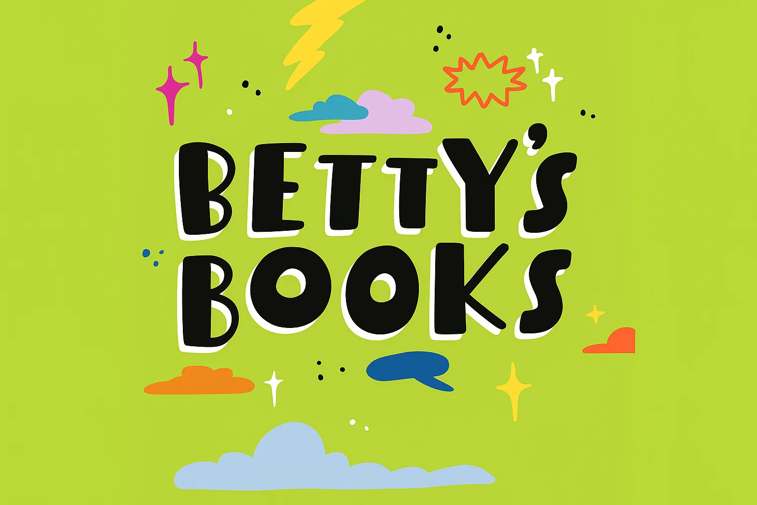 Betty’s Books logo with playful design elements on a green background, Webster Groves independent bookstore