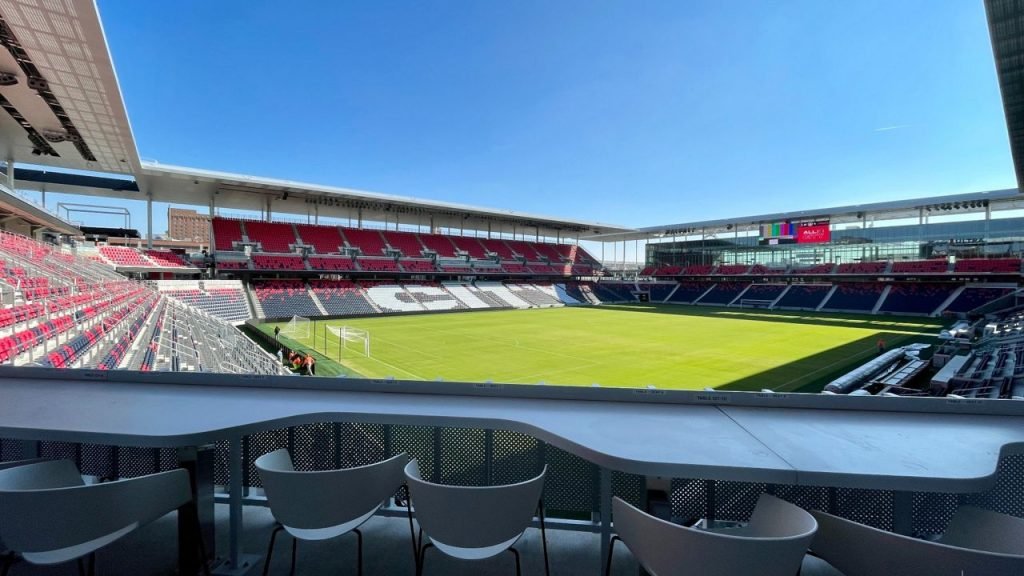 Wide view of CITYPARK stadium in St. Louis, home of St. Louis City SC Major League Soccer team