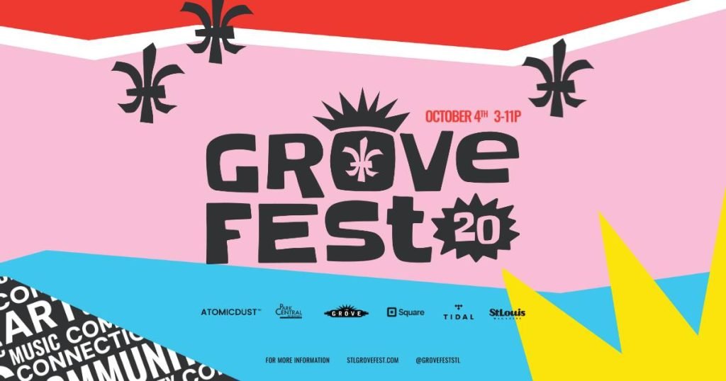 Grove Fest 2025 20th Anniversary poster for the annual St. Louis street festival on October 4th.