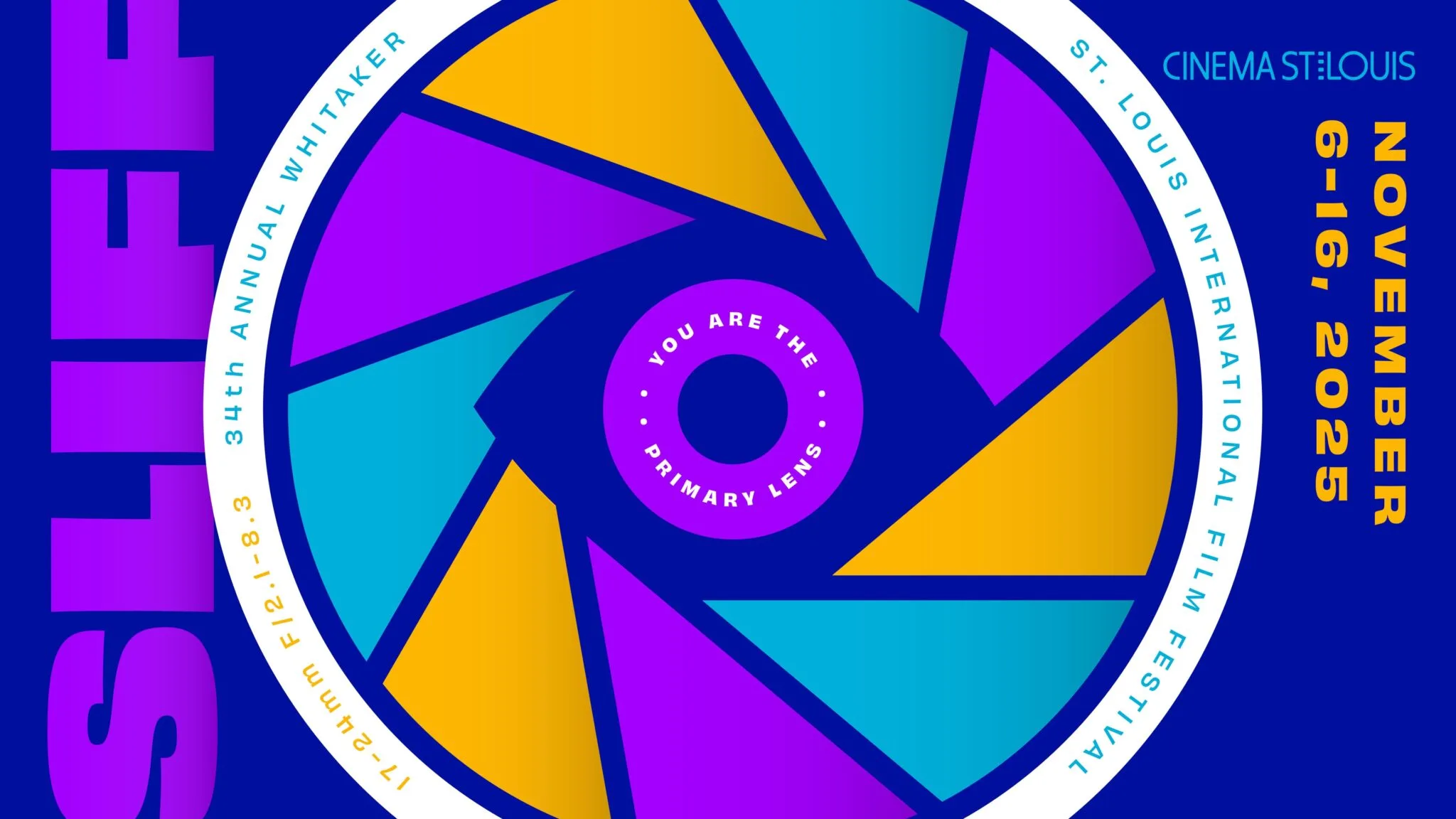 colorful camera lens design and event dates November 6–16, 2025.