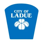 City of Ladue blue logo featuring a white flower, representing the community near homes for sale in Ladue MO.